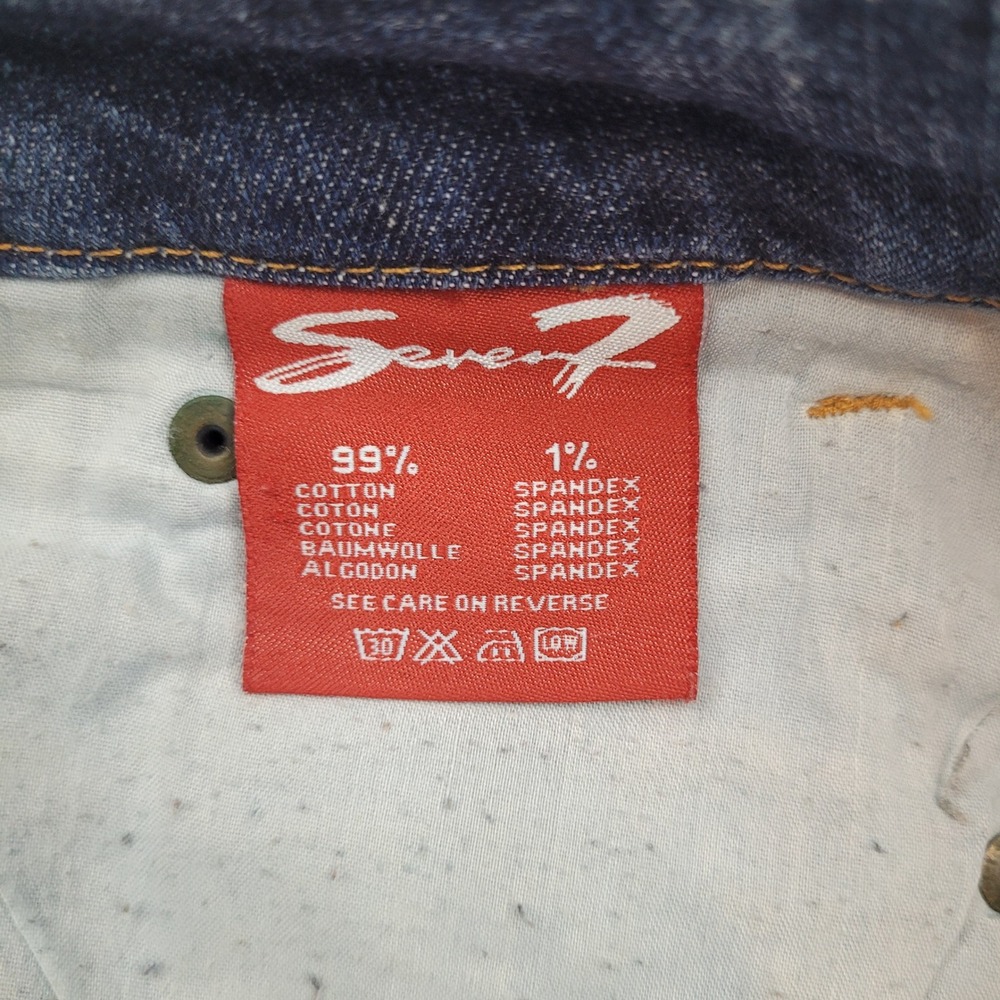 Seven7 Regular Bootcut Jeans Womens 32 Blue Denim Mid Rise Stretch Whisker - Picture 7 of 9
